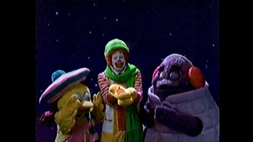 McDonald's Star Wish commercial with Ronald McDonald, Birdie, and Grimace.